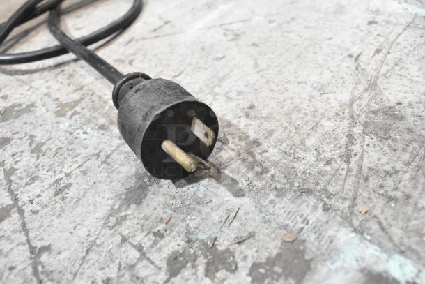 Power cord for Glowmaster Electra GMI-3500 induction range, showing plug in used condition. Suitable for 208 volts, 1 phase.