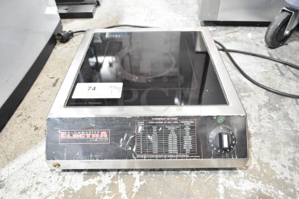 Glowmaster Electra GMI-3500 induction range, stainless steel, single burner, 208 volts, 1 phase, visible control dial.