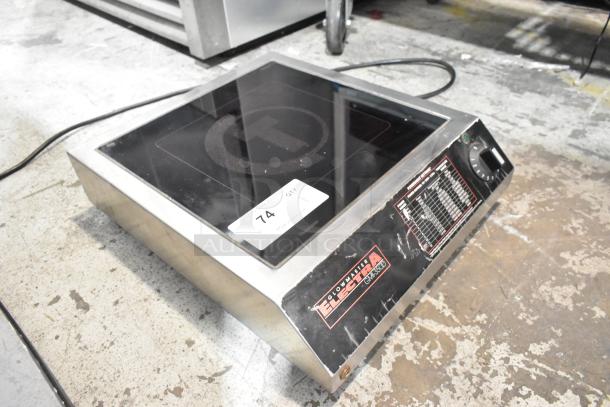 Glowmaster Electra GMI-3500 stainless steel induction range, single burner, 208 volts, 1 phase, commercial countertop use.