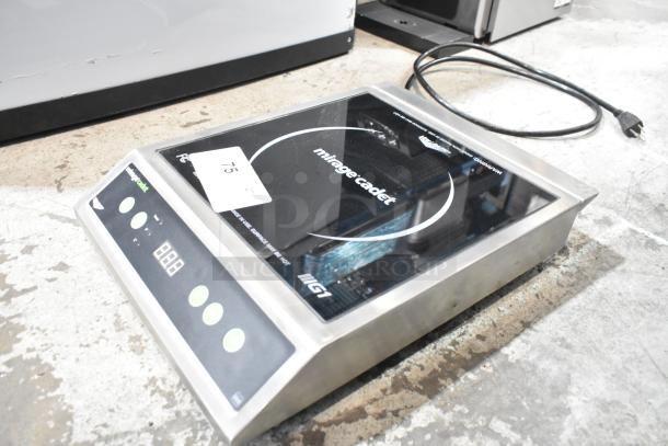 Vollrath 59300 stainless steel induction range, single burner, 120V, digital controls, slight wear, model label visible, tagged "75".