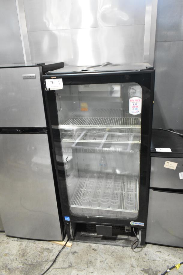Imbera VR10 single door cooler merchandiser with poly-coated racks, 115 volts, 1 phase, excellent condition.