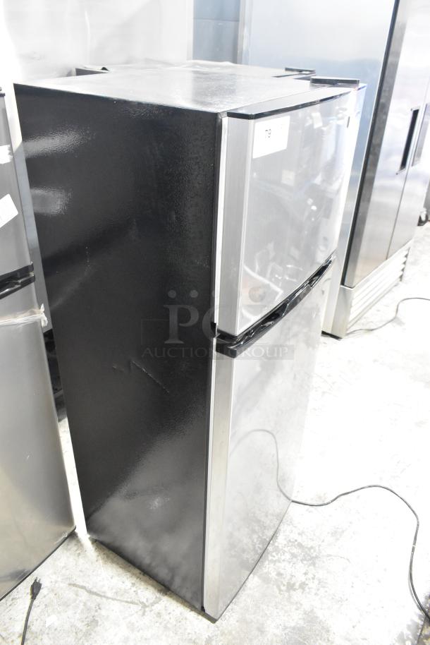 Frigidaire EFR780-B-6COM reach-in cooler with freezer, 115 volts, 1 phase. Black stainless steel. Clean condition.