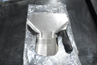 Brand new Pro Ware metal fry scooper with scratch and dent condition, in packaging. Durable stainless steel, plastic handle.