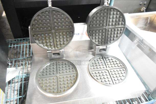 BRAND NEW Nemco 7000A-2S dual waffle maker, stainless steel, SilverStone non-stick, 120V, scratch and dent condition.
