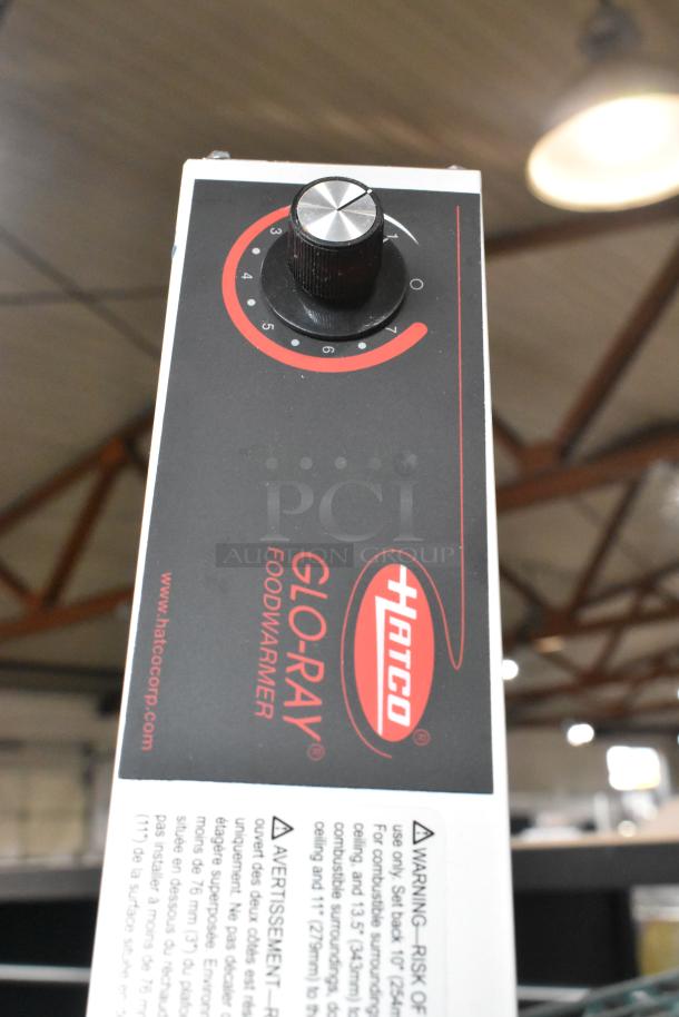 Brand new Hatco GRAH-36 warming strip, 120V, 1 Phase. Visible control knob, labeled "Glo-Ray Foodwarmer." Scratch and dent condition.