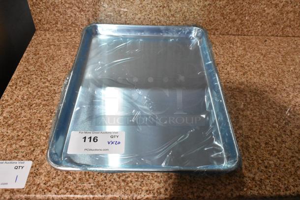 20 new scratch and dent items: 407BUNHALF half-size 13"x18" aluminum bun pan and 1517 metal non-stick bread pans.