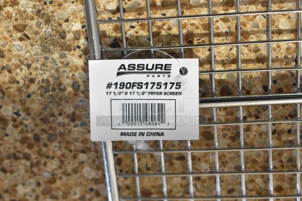 5 new Assure 190FS175175 Pitco P6072186 equivalent fryer screens, 17.5" square, mesh design, as labeled, made in China.