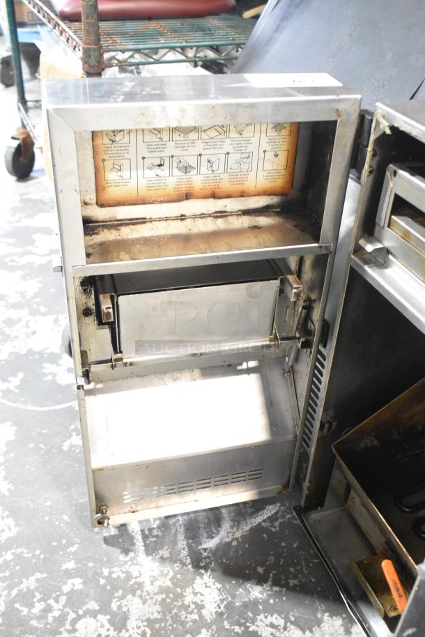 Perfect Fry PFA720 stainless steel ventless fryer, used condition, visible instruction panel, electric, 240 volts.