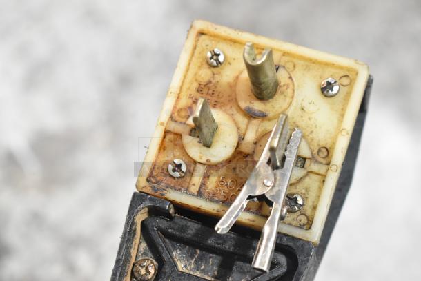 Close-up of electrical plug for Perfect Fry Company PFA720 fryer. Visible markings: "50A 250V". Used condition.