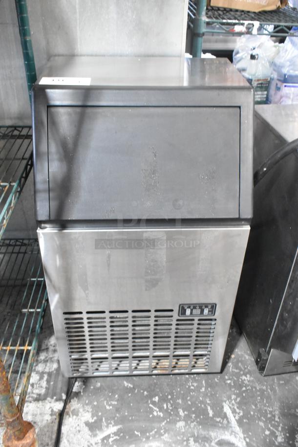 Costway EP21967 stainless steel undercounter ice machine, commercial use, 115V, visible control panel, good condition.