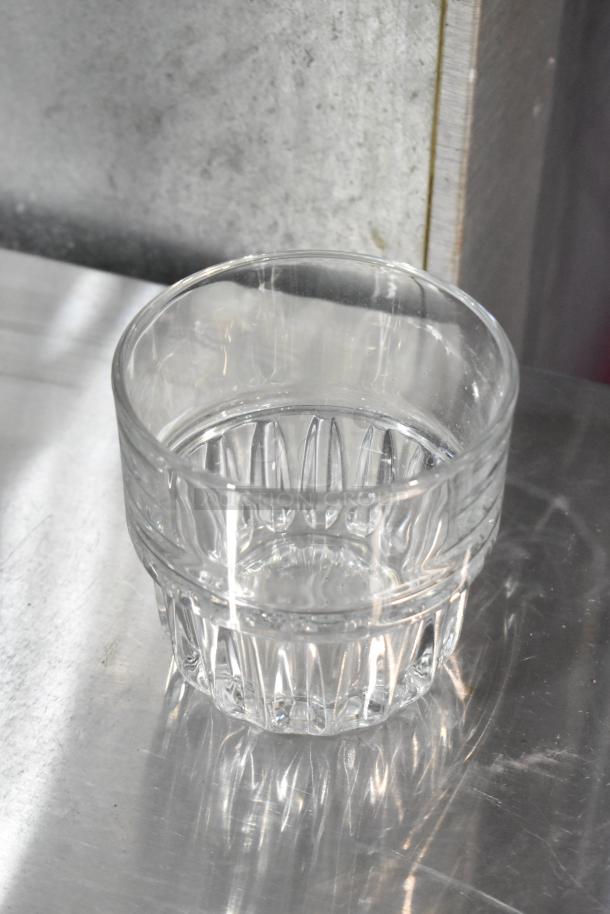 Box of 34 Libbey 15435 Everest 12 oz. stackable rocks glasses, brand new, minor cosmetic marks.