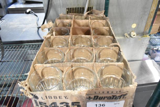 Box of 34 Libbey 15435 Everest 12 oz. stackable rocks glasses, brand new scratch and dent condition.