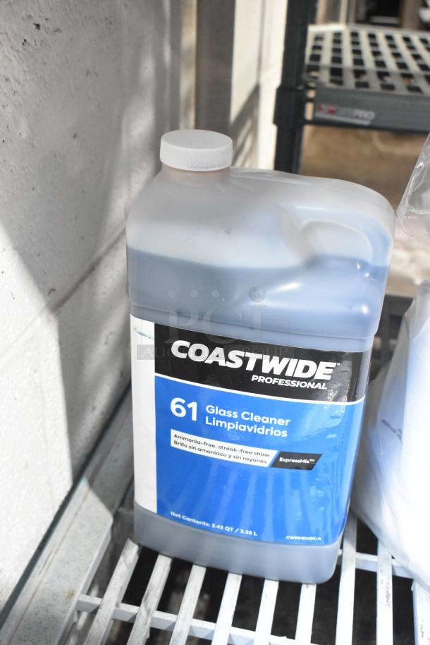 Coastwide Professional 61 Glass Cleaner, 3.25L jug, ammonia-free, streak-free shine, on a shelf.
