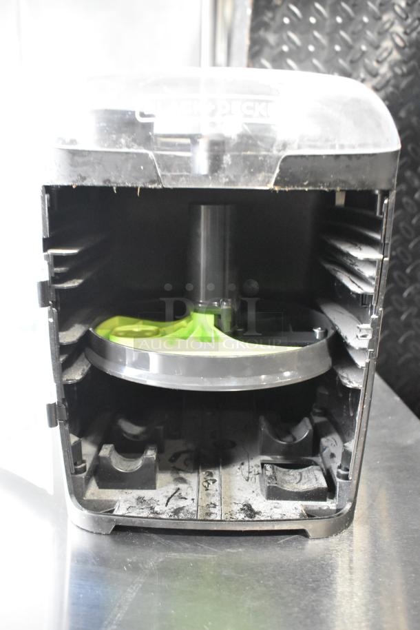 Black & Decker food processor accessories in hard case, visible blade. Case shows Black & Decker logo. Appears used.