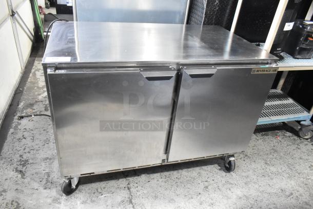 Beverage Air UCR48AHC stainless steel undercounter cooler, 2 doors, 115 volts, 1 phase, on casters, good condition.