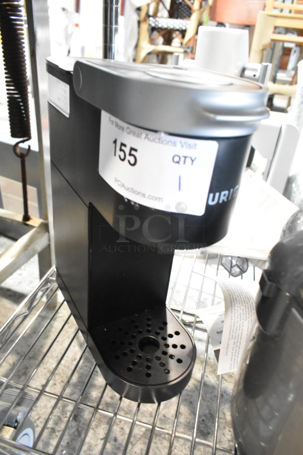 2024 Keurig Single Cup Coffee Machine, black, 120 Volts, 1 Phase, excellent condition, auction tag number 155 visible.