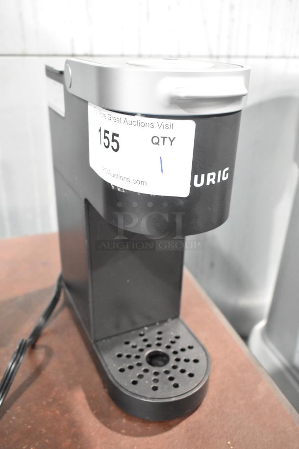 2024 Keurig Single Cup Coffee Machine, 120V, 1 Phase, black, label with auction details visible, excellent condition.