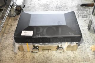 Hongtaok K23B Metal Propane Gas Griddle, 21,000 BTU. New condition with protective cover and tags, two control knobs.