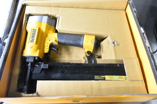 DeWalt DW451S2 Wide Crown Lathing Stapler in box, excellent condition, visible DeWalt branding and model details.