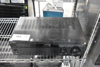 Sony STR-DH190 Stereo Receiver, black, features large volume and input knobs, in good condition, 120V.