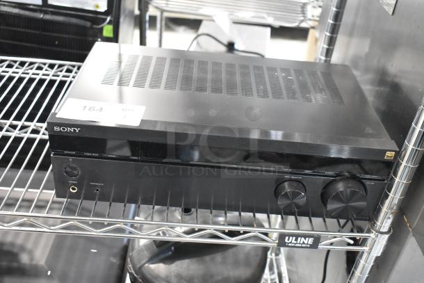 Sony STR-DH190 Stereo Receiver, black, with dual knobs, headphone jack, and label marked "Hi-Res Audio", model visible.