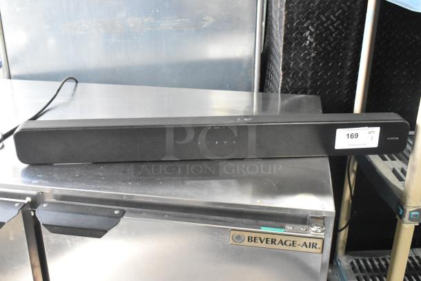 Sony HT-S100F Sound Bar, black, model HT-S100F, 120V, lightly used, with visible auction label "169".
