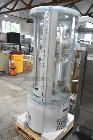 Avantco 19BCR15HCW white refrigerated display case with broken glass, 110V, 1 phase, brand new scratch and dent condition.