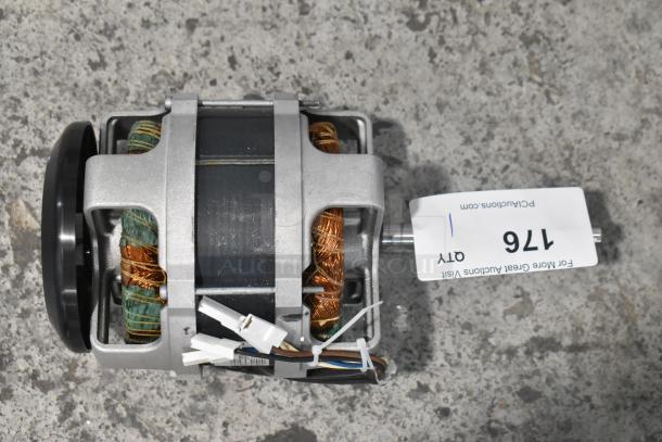 Brand new Nidec D29R/T Motor, 120V, 1 Phase, scratch and dent condition, with visible tags indicating auction info.