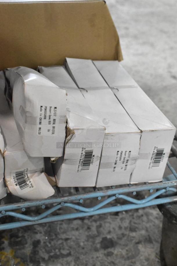 20 boxes of Walco Royal Bristol 7 5/16" dessert spoons, Steelite WL5107, 18/0 stainless steel, new scratch and dent.