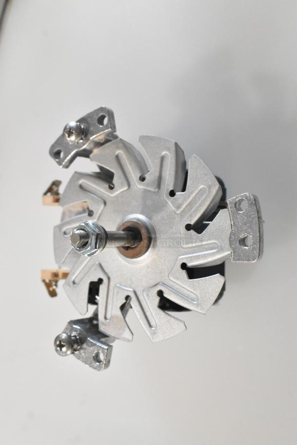 2 Brand New Scratch and Dent Blickman R61-120H3 Fan Motor, showing metal construction and mounting holes.
