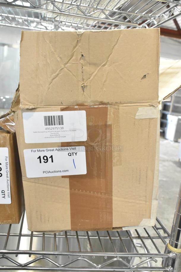 Cardboard box with visible dents, labeled "Noble Warewashing 4952975138 Wash Pump for LT-UC24 Series", priced at $255.51.