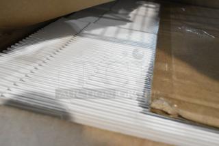 Brand new Bakers Lane auto-popup bakery boxes, 15" x 11.5" x 2.25", white, customizable, 100/case, slight corner damage.