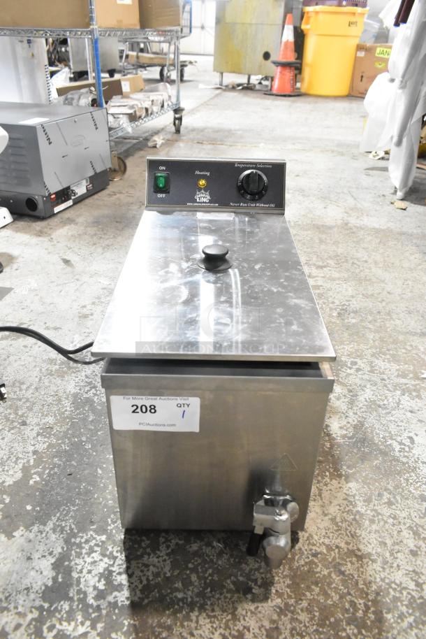 BRAND NEW 2024 Carnival King 382CDF17A stainless steel 37 lb. corn dog fryer with lid, 120V, 1 Phase. Scratch and dent.