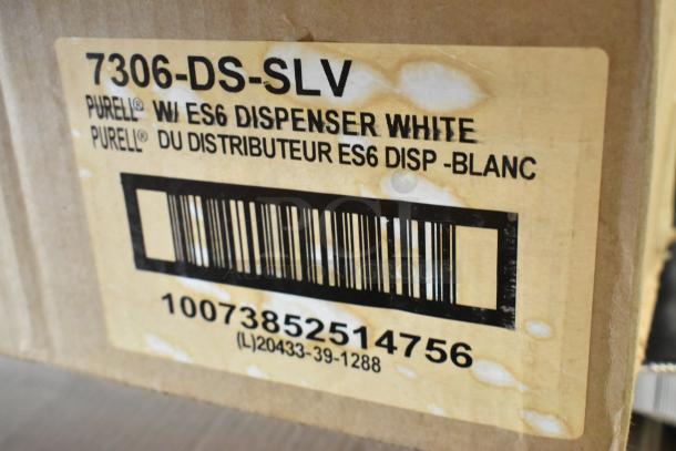 Label of 7306-DS-SLV dispenser box, Purell ES6, white, barcode 10073852514756. Scratch and dent condition.