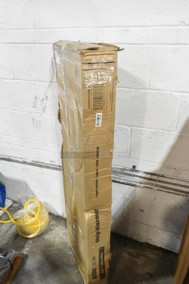 BRAND NEW ServIt 423SW48TLHDBLA 48" lighted double strip warmer, dual toggle controls. Box shows wear. 120V, 1-phase.