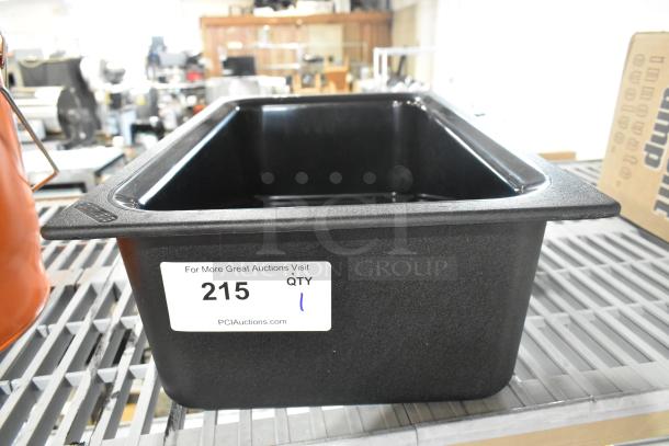 BRAND NEW Carlisle NCM1100 black poly drop-in bin, minor scratches, durable design, auction lot 215, quantity 1.