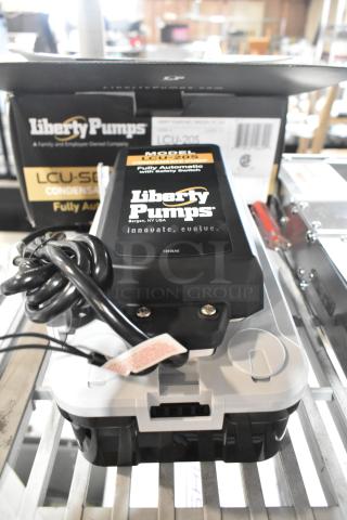 Brand new Liberty Pumps LCU-20S 3/8" automatic condensate pump with safety switch, 115V, 1/9 hp, in original packaging.