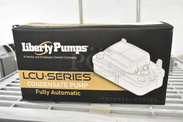 Liberty Pumps LCU-20S box, automatic condensate pump, 1/9 hp, 115V, brand new with scratches and dents, visible safety switch.