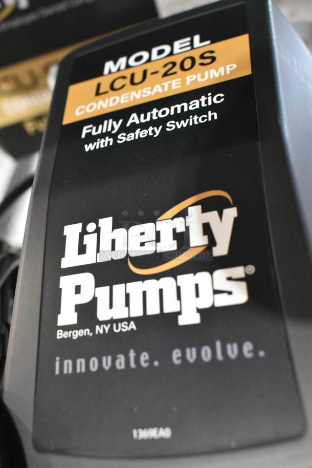 Liberty Pumps LCU-20S condensate pump, 3/8" automatic, with safety switch, 1/9 hp, 115V, scratch and dent condition.