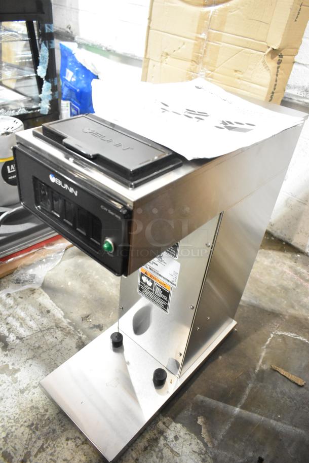 BRAND NEW Bunn CW15-APS pourover airpot coffee brewer, stainless steel, 2022 model, 120V, minor scratches.