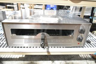 BRAND NEW SCRATCH AND DENT! Avantco 177CPO16TSGL Stainless Steel Countertop Pizza / Snack Oven with Adjustable Thermostatic Control and Glass Door. See Pictures for Broken Glass on Door. 120 Volts, 1 Phase. - Item #1198686
