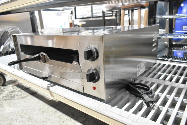 Avantco 177CPO16TSGL stainless steel countertop pizza oven, brand new, with broken glass door, thermostatic controls, 120V.