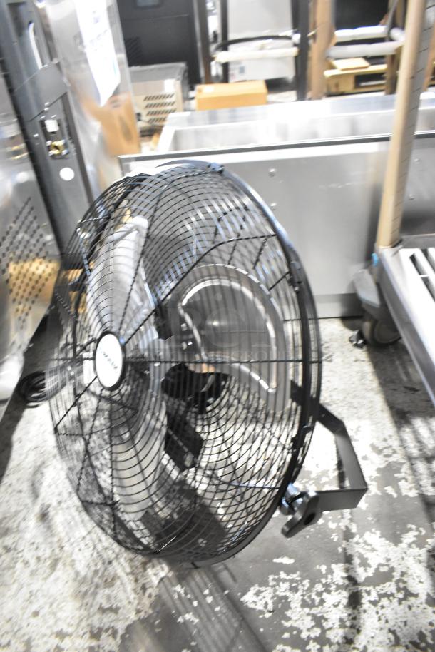 Boltic VF-20WLF 20" wall-mounted fan, 3-speed, 120V, new but with visible scratches and dents.