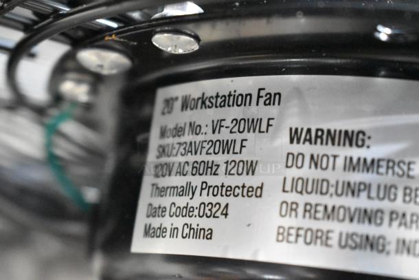 Brand new Boltic VF-20WLF 20" wall-mounted fan, 3-speed, 120V, thermally protected. Scratch and dent condition. Made in China.
