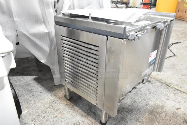 Brand new Crathco CS-2D/3D/4E-16 stainless steel beverage machine base; 120V, 1 phase; scratch and dent condition.