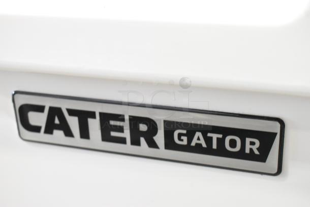 CaterGator CG35WHW white rotomolded cooler, 35 Qt, brand new with minor scratches, features durable build for outdoor use.