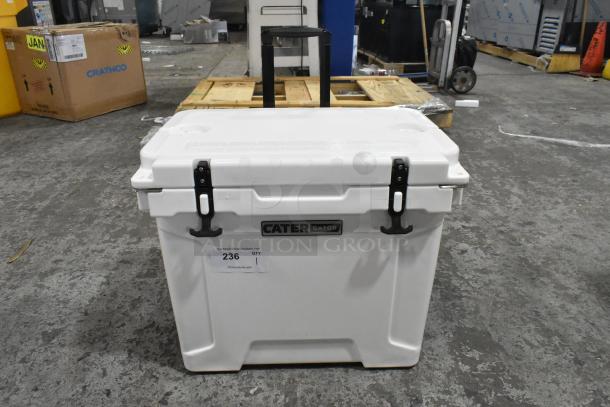 BRAND NEW CaterGator CG35WHW 35 Qt. white rotomolded cooler, scratch and dent condition, with secure latches and label.