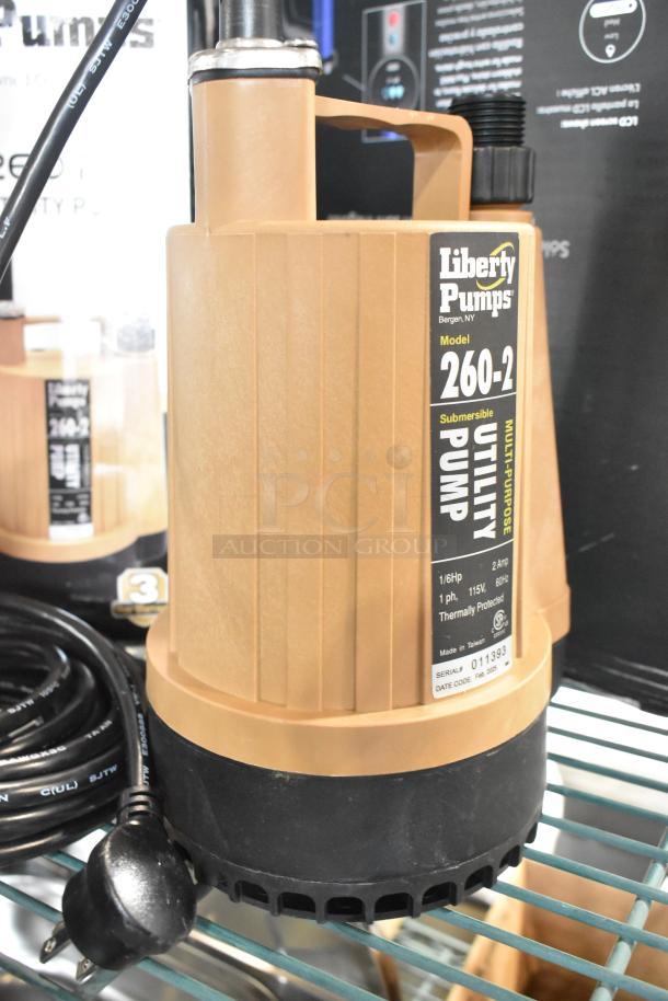 Brand new Liberty Pumps 260-2 manual utility pump, 1/6 hp, 115V. Includes 3/4" hose and NPT adapters. Scratch and dent.
