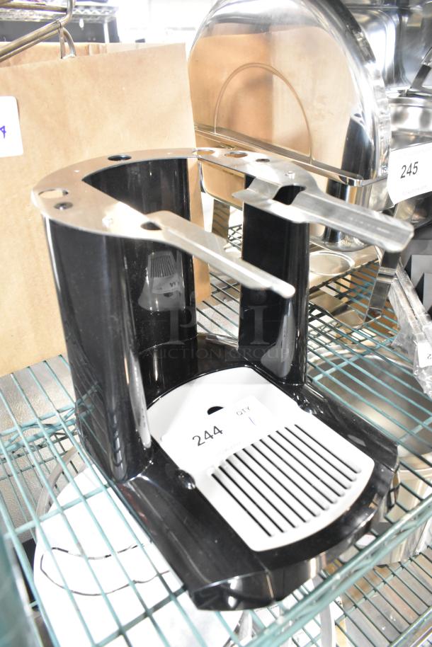 Brand new 2025 Fetco S4SO-15/20-1 Server Satellite Stand, black with stainless steel accents, minor scratches visible.
