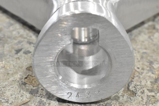 Three brand new scratch and dent items, including two metal commercial paddle attachments for Hobart Mixer and Pelican Head slicing blade, marked with "2433".